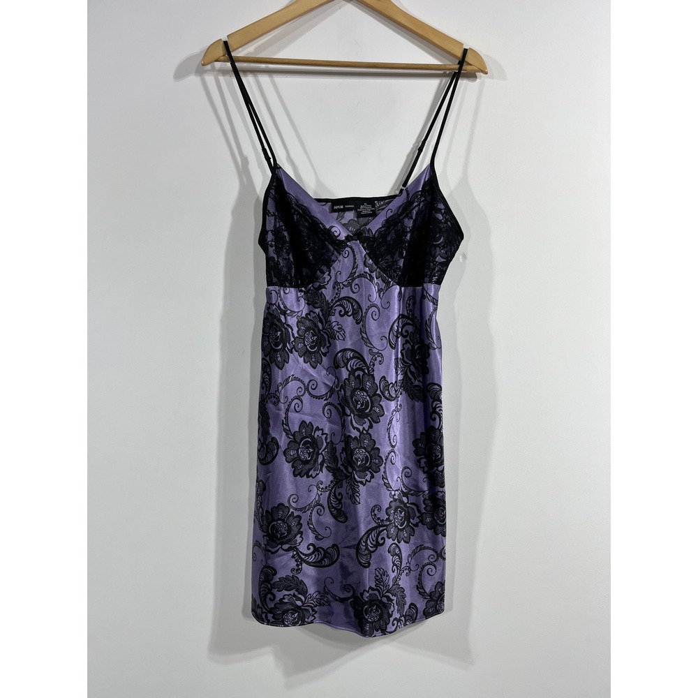 Apt.9 Y2K Babydoll Whimsigoth Purple Dainty Satin Lace Trim Slip Dress XL Witchy